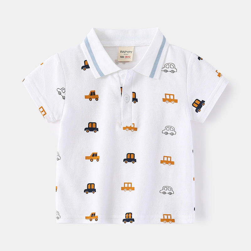 [383178] - Atasan Kaos Polo Kerah Anak Laki-Laki - Motif Old Car