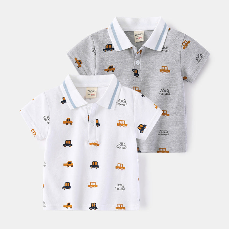 [383178] - Atasan Kaos Polo Kerah Anak Laki-Laki - Motif Old Car