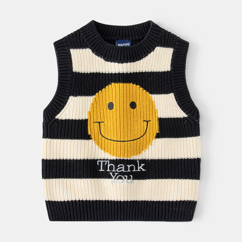 [383182] - Atasan Sweater Kutung Rompi Rajut Anak Cowok Cewek - Motif Thank You