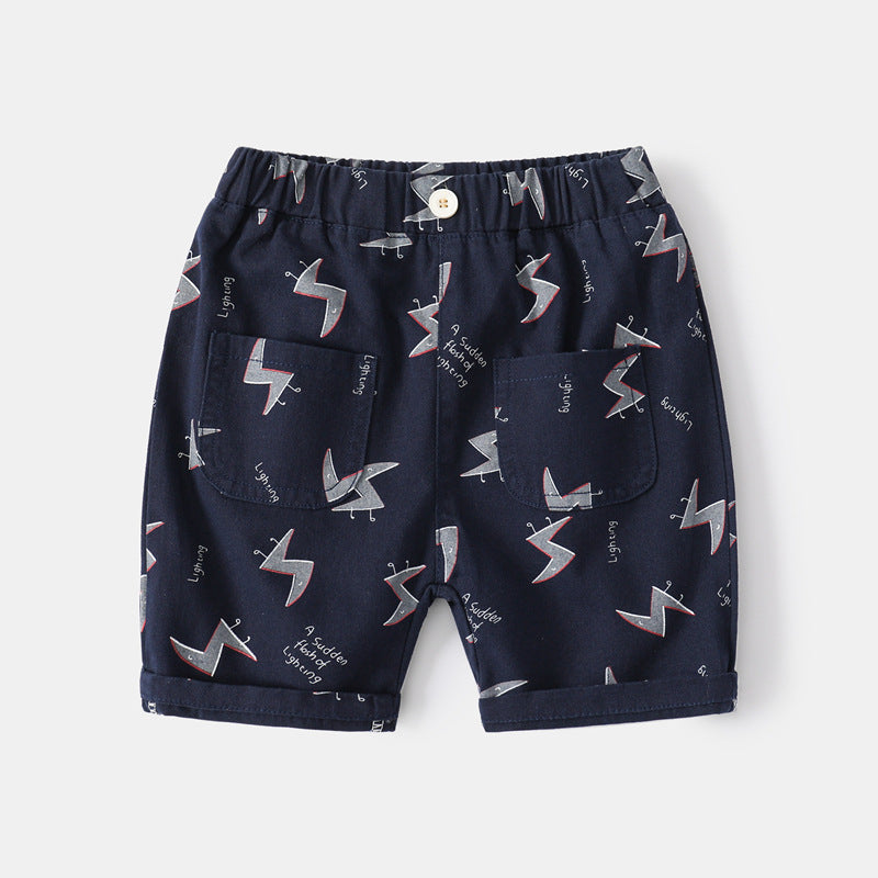 [383189] - Celana Pendek Chino Santai Anak Laki-Laki - Motif Lightning Feet
