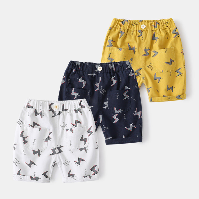 [383189] - Celana Pendek Chino Santai Anak Laki-Laki - Motif Lightning Feet