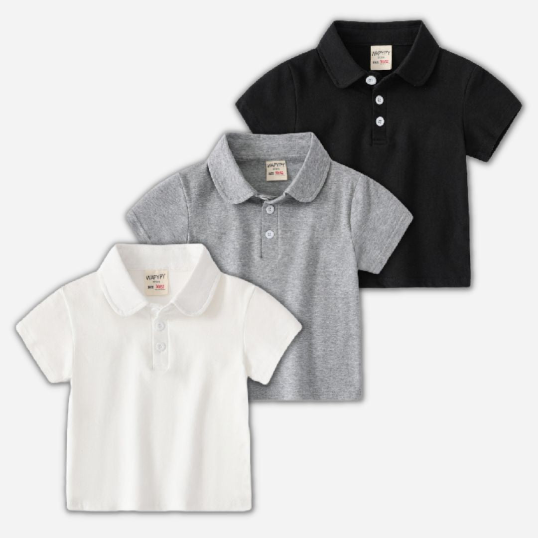 [383192] - Atasan Kaos Polo Kerah Anak Laki-Laki - Motif Fine Fiber