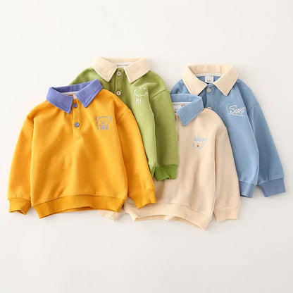 [119291] -Atasan Sweater Kerah Keren Anak - Motif Two Buttons