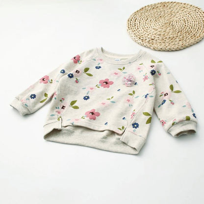 [363292] - Atasan Sweater Anak Perempuan Import - Motif Flower Leaf