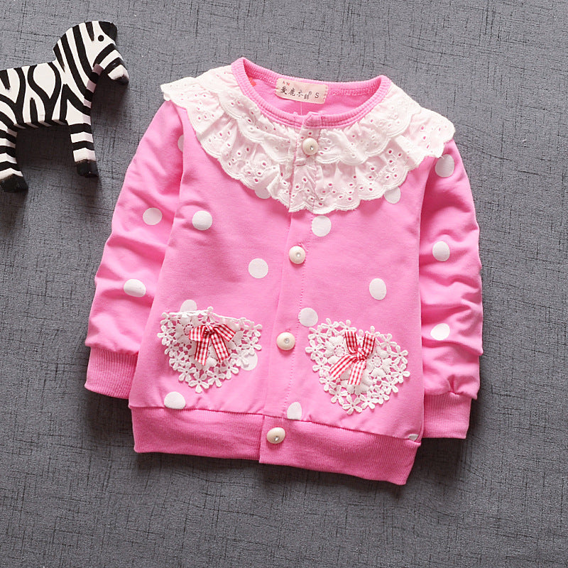jual [102140] - Jaket Renda Polka Anak Perempuan 9 Bln - 3 Thn - Color Pastel [B1005] 