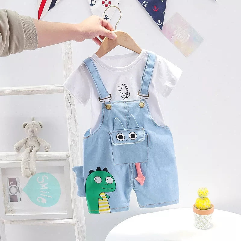 [368563] - Setelan Overall Fashionable - Motif Litle Dino