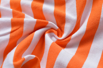 [357229-ORANGE WHITE] - Celana Training Anak / Celana Pendek Anak - Motif Horizontal Striped