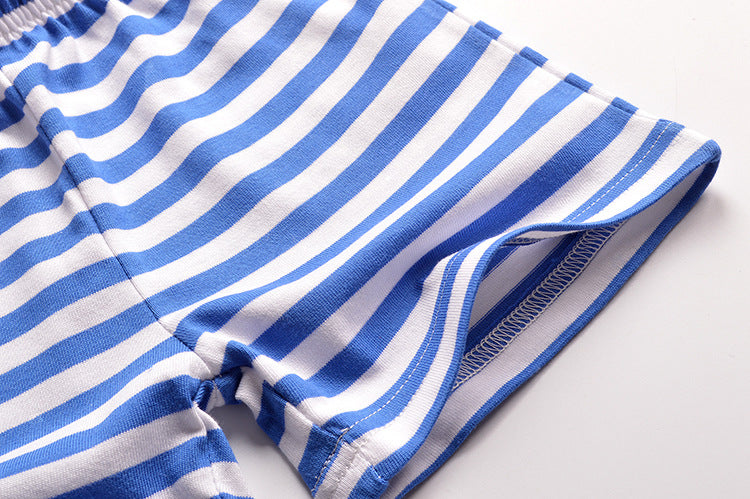 [357229-BLUE WHITE] - Celana Training Anak / Celana Pendek Anak - Motif Horizontal Striped