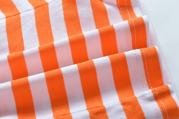 [357229-ORANGE WHITE] - Celana Training Anak / Celana Pendek Anak - Motif Horizontal Striped