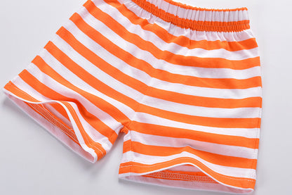 [357229-ORANGE WHITE] - Celana Training Anak / Celana Pendek Anak - Motif Horizontal Striped