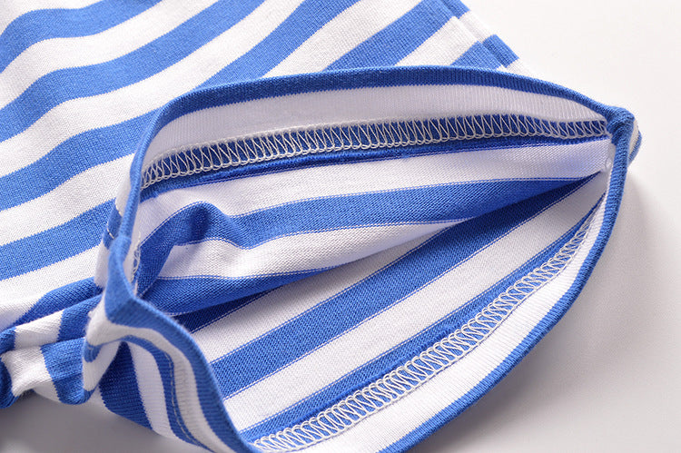 [357229-BLUE WHITE] - Celana Training Anak / Celana Pendek Anak - Motif Horizontal Striped