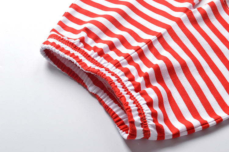 [357229-RED WHITE] - Celana Training Anak / Celana Pendek Anak - Motif Horizontal Striped