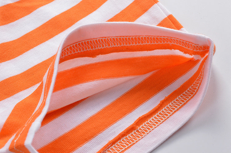 [357229-ORANGE WHITE] - Celana Training Anak / Celana Pendek Anak - Motif Horizontal Striped