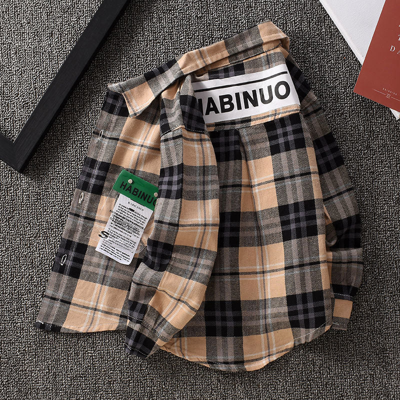 [515117] - Import Atasan Kemeja Trendi Anak - Motif Modern Tartan