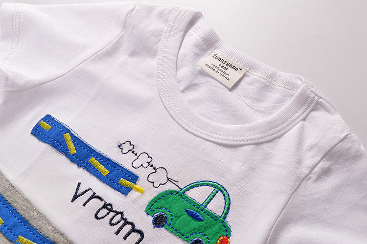 [357184] - Atasan Anak / Kaos Anak / Atasan Kaos Anak Trendi - Motif Motorcycle and Car