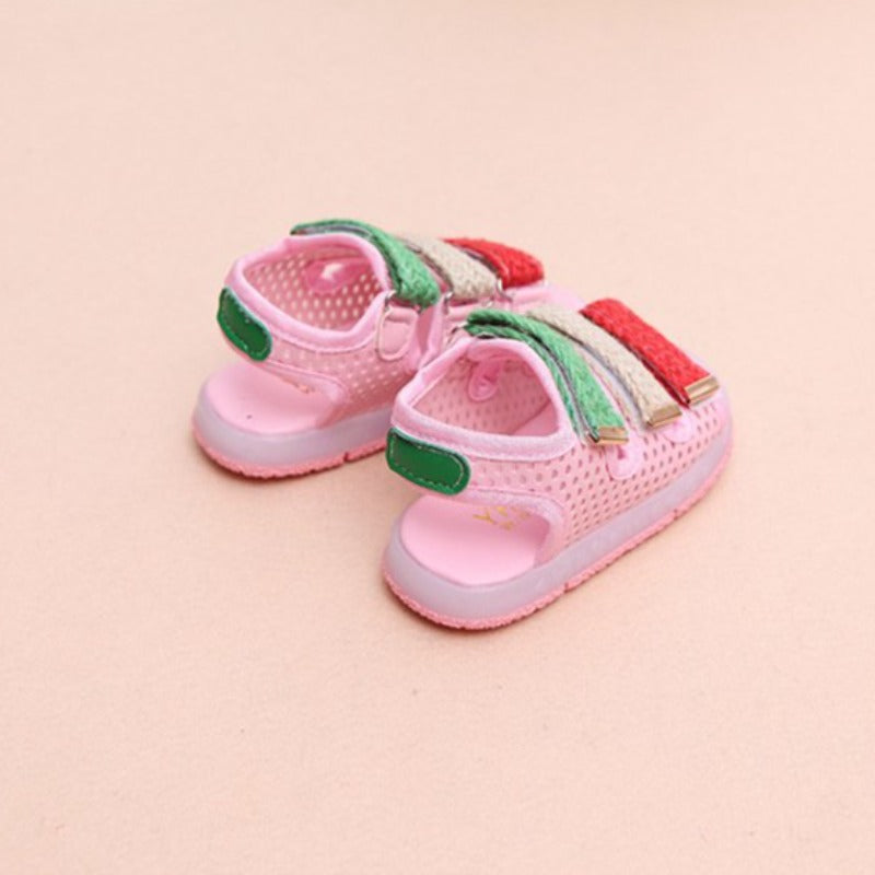 [343122-PINK] - Sepatu Sandal Lampu Anak Import - Motif Three Color Cover
