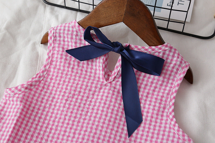 [363103-PINK] - Setelan Fashion Anak Perempuan Modish - Motif Small Gingham