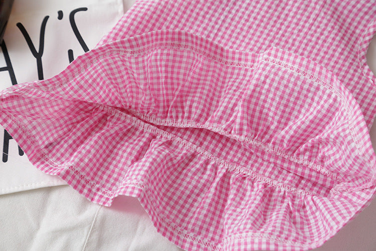 [363103-PINK] - Setelan Fashion Anak Perempuan Modish - Motif Small Gingham