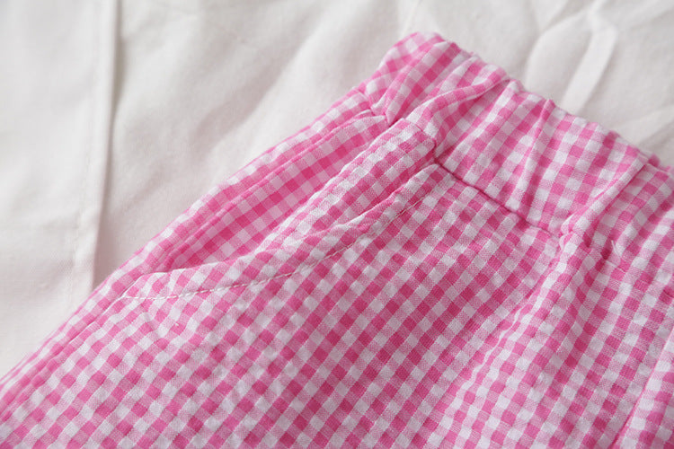 [363103-PINK] - Setelan Fashion Anak Perempuan Modish - Motif Small Gingham