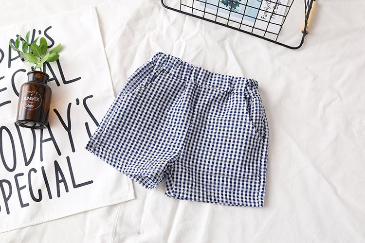 [363103-BLUE] - Setelan Fashion Anak Perempuan Modish - Motif Small Gingham