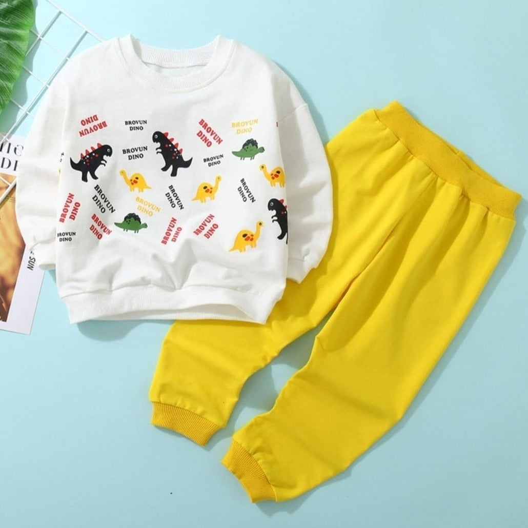 [001472] - Setelan Sweater Celana Jogger Anak Laki-Laki - Motif Dinos Writing