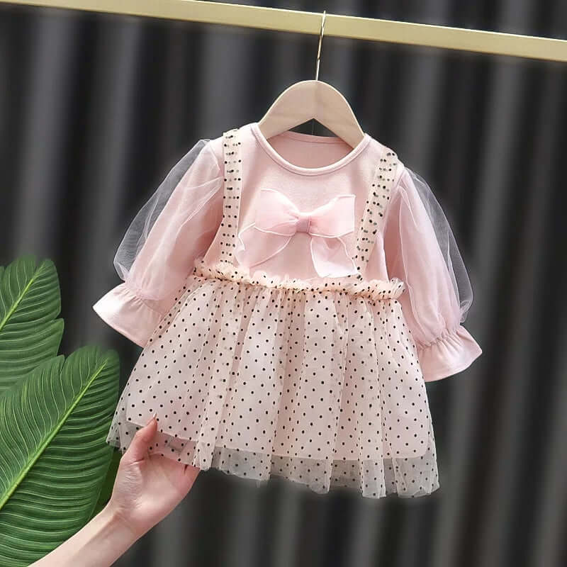 [001273] - Dress Fashion Anak Perempuan Import - Motif Polkadot Ribbon