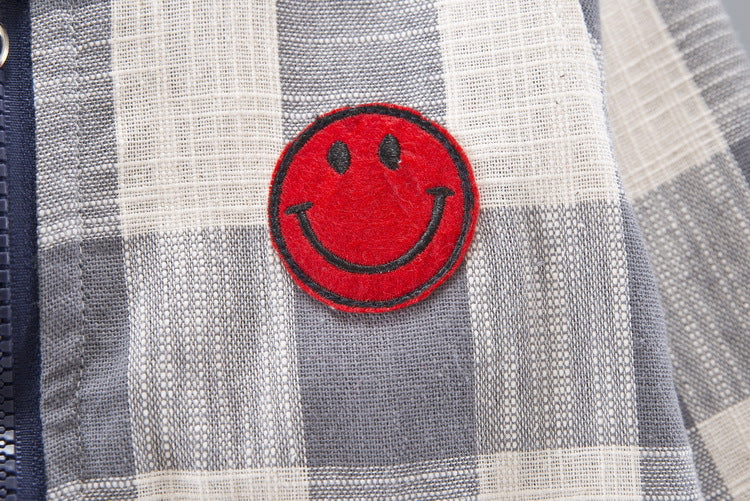 [345142-RED] - Setelan Anak 3 in 1 Casual Style / Setelan Anak - Motif Gingham Emoticon
