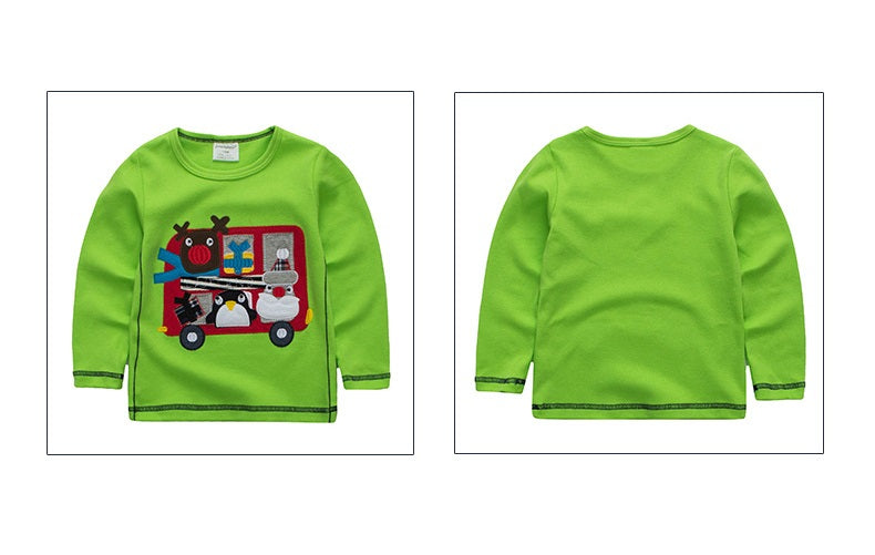 [354360] - Baju Atasan Street Wear Anak Sleek Style - Motif Bordir Christmas Bus