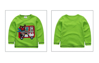 [354360] - Baju Atasan Street Wear Anak Sleek Style - Motif Bordir Christmas Bus