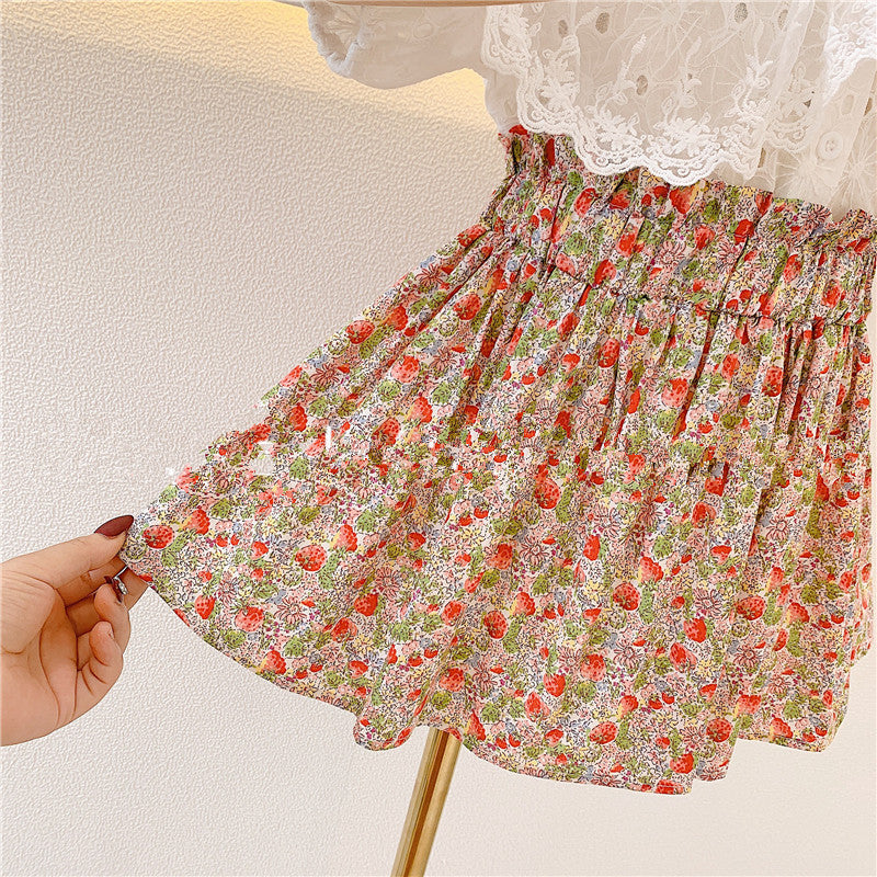 [363287] - Oneset Anak Cewek Model Vintage Setelan Blouse Renda Elegan Motif Flower Cantik Fashion Korea Anak Perempuan - Motif Flower Petals