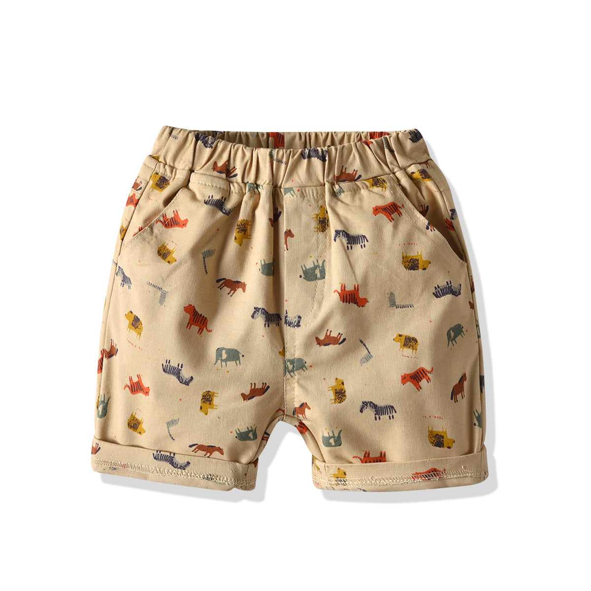 [502119-KHAKI] - Celana Pendek Casual Anak Import - Motif Animal World