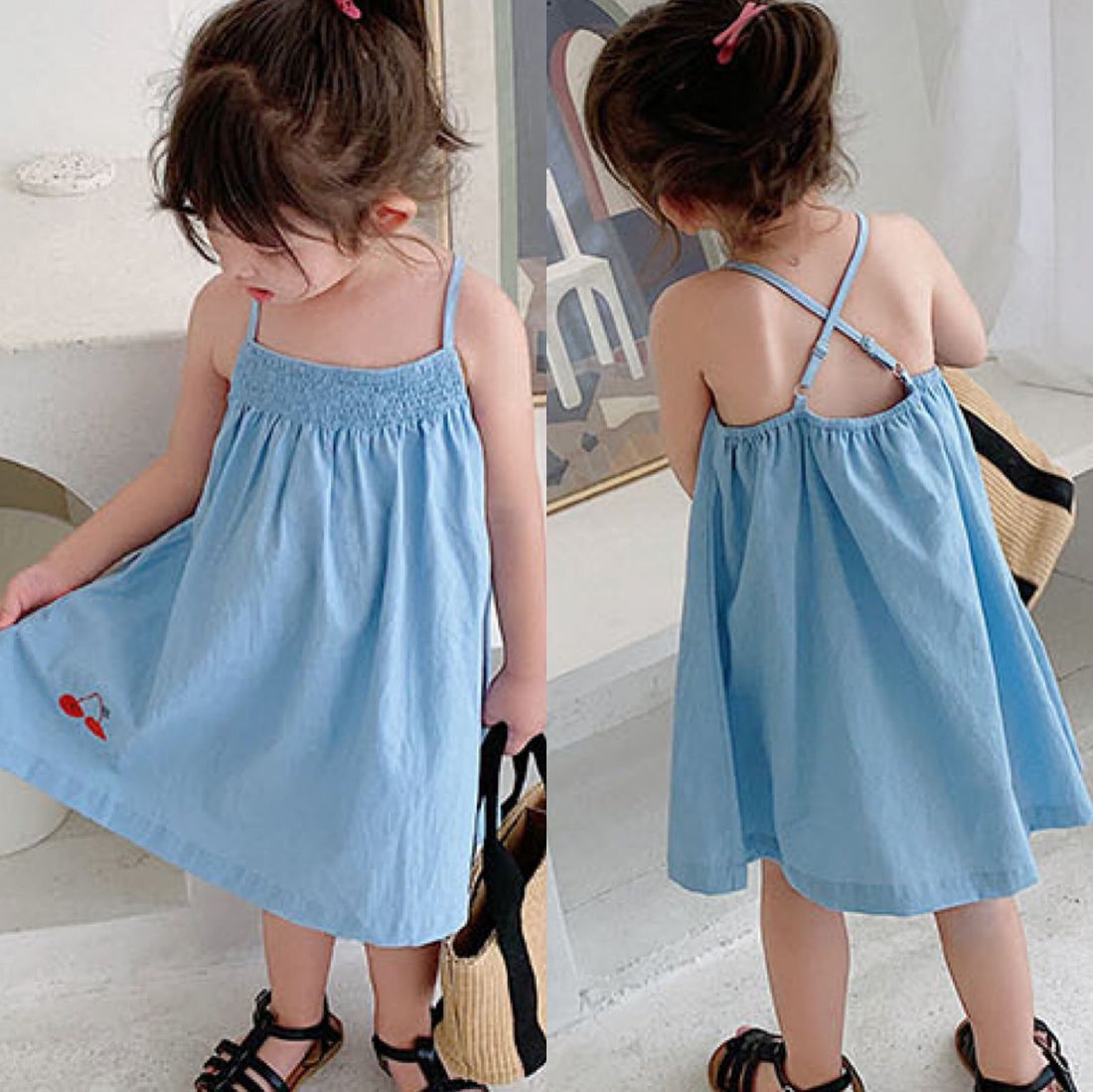 [507105] - Dress Kutung Fashion Anak Perempuan - Motif Bordir Two Cherries