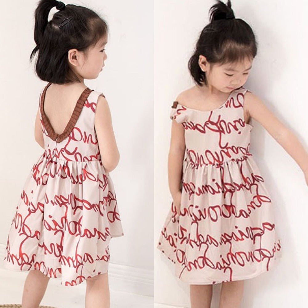 [507116] - Dress Kutung Anak Perempuan Import - Motif Tangled Lines