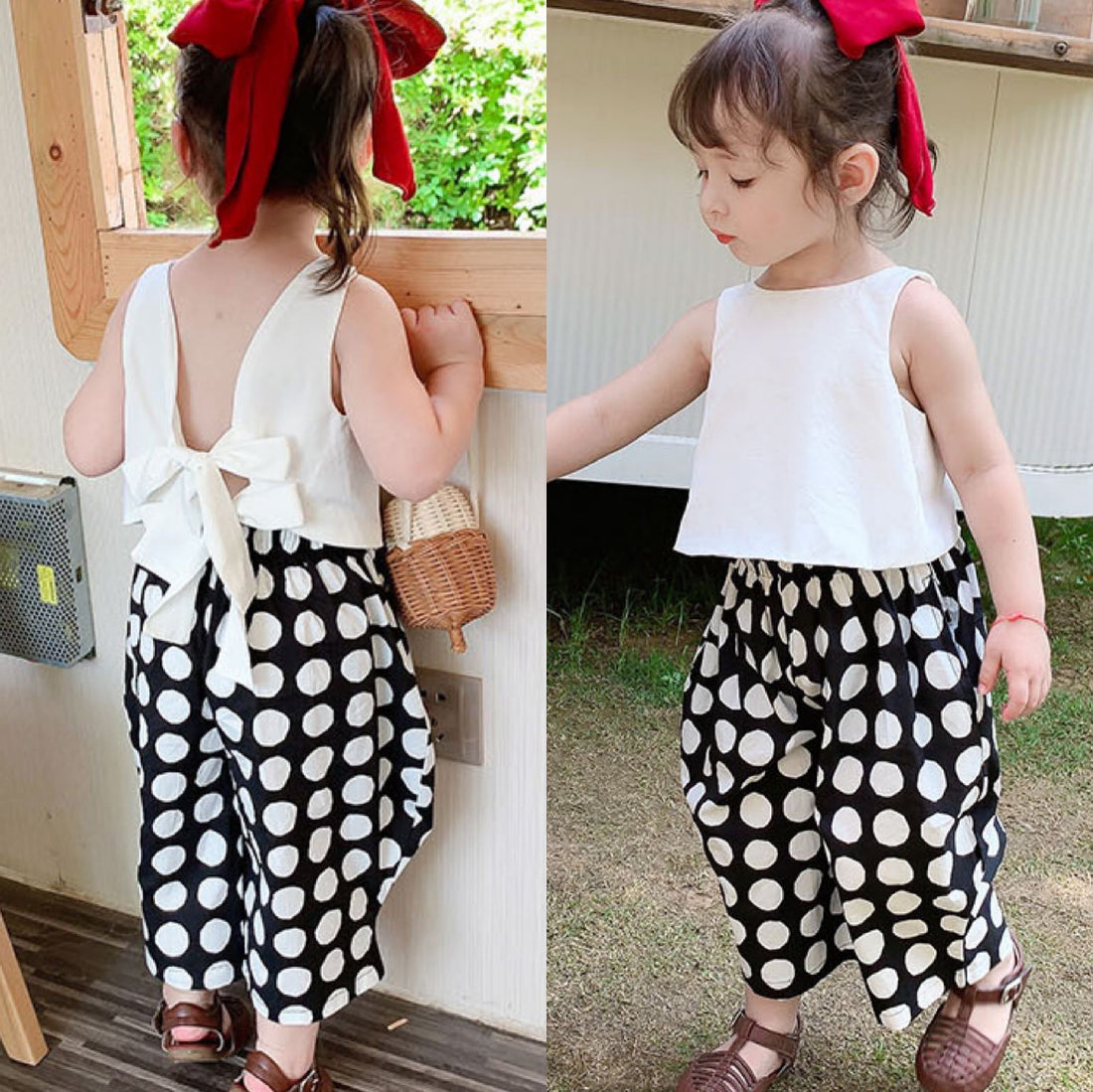 [507207] - Setelan Kutung Fashion Anak Perempuan - Motif Polkadot Sleeveless