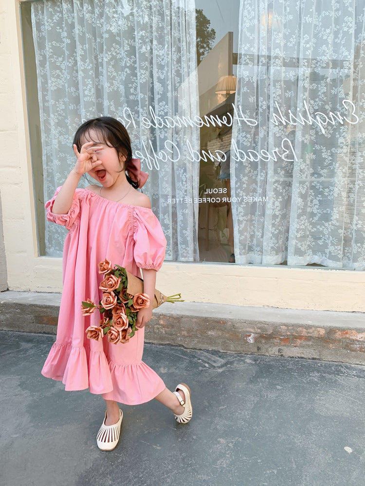 [507210-PINK] - Dress Fashion Anak Perempuan - Motif Hand Rubber