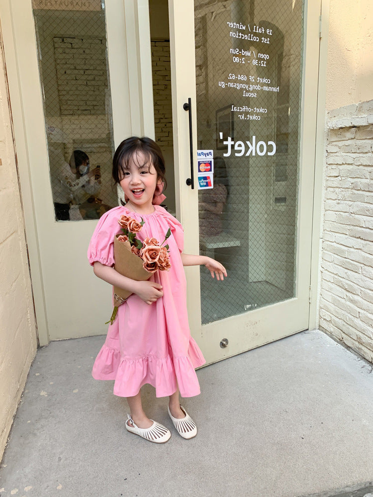 [507210-PINK] - Dress Fashion Anak Perempuan - Motif Hand Rubber