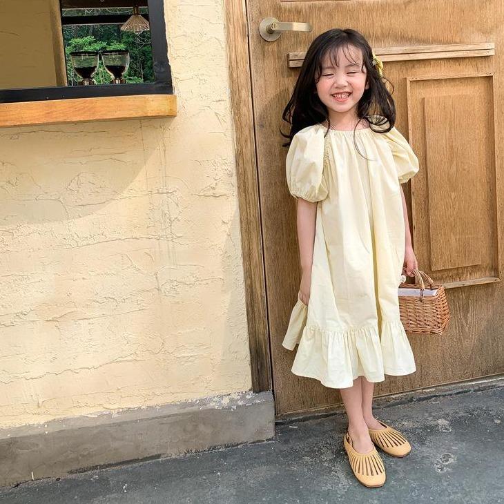 [507210-YELLOW] - Dress Fashion Anak Perempuan - Motif Hand Rubber
