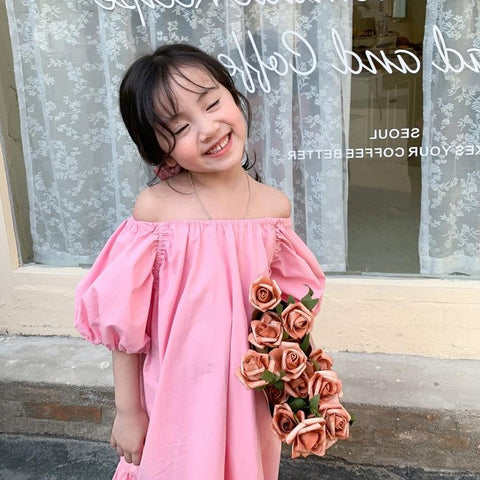 [507210-PINK] - Dress Fashion Anak Perempuan - Motif Hand Rubber