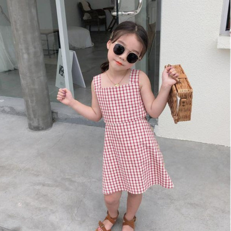 [507212] - Dress Fashion Anak Perempuan - Motif Box Lines