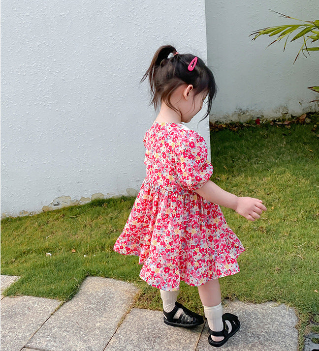 [507218] - Dress Fashion Anak Perempuan - Motif Taper Collar Flower