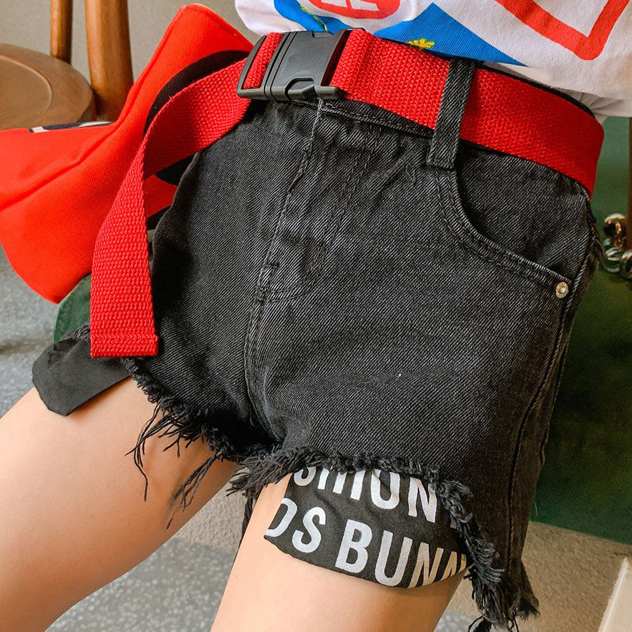 [507298] - Celana Pendek Fashion Anak Perempuan Import - Motif Ripped Jeans