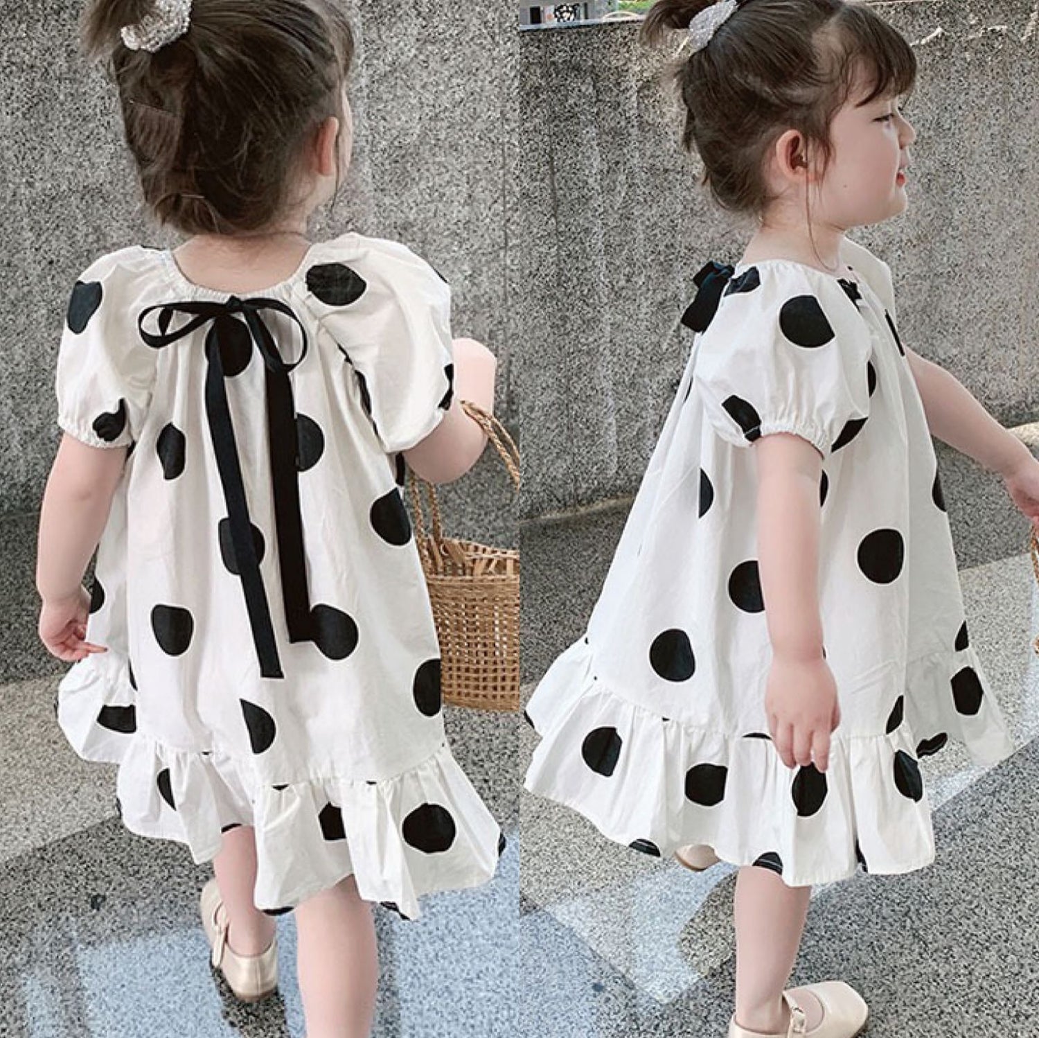 [507308] - Dress Fashion Anak Perempuan Import - Motif Bloated Arm