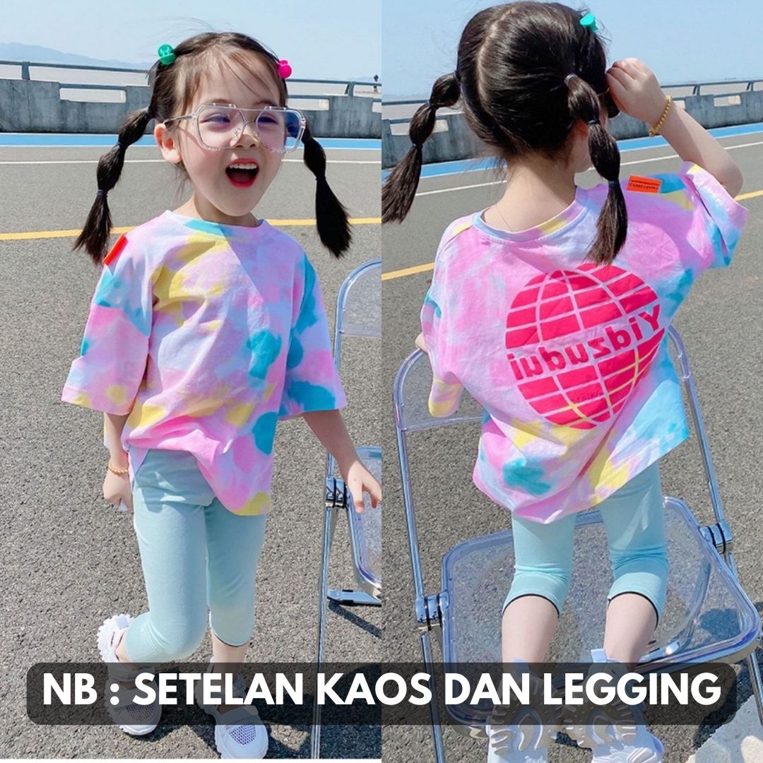 [507321] - Setelan Atasan Kaos dan Setelan Kaos Legging Anak Perempuan - Motif Rainbow