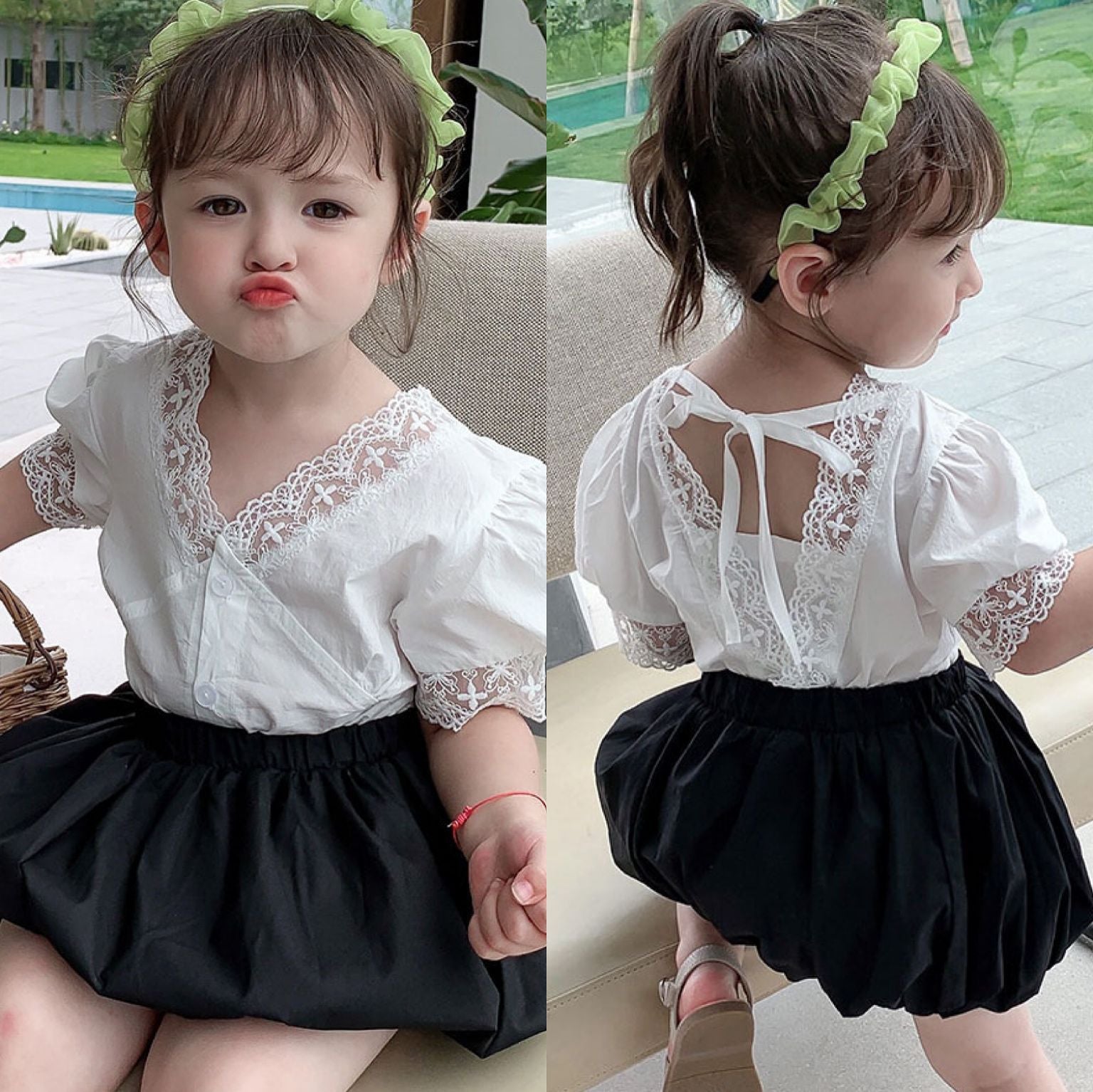 [507347] - Setelan Blouse Anak Perempuan - Motif Lace Collar