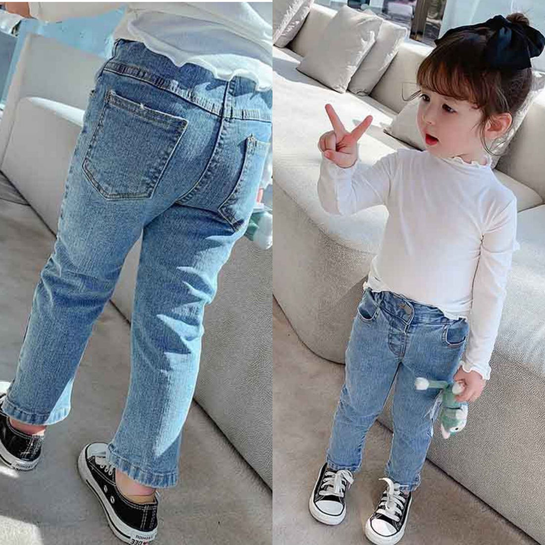 [507358] - Celana Fashion Anak Perempuan Import - Motif Plain Jeans