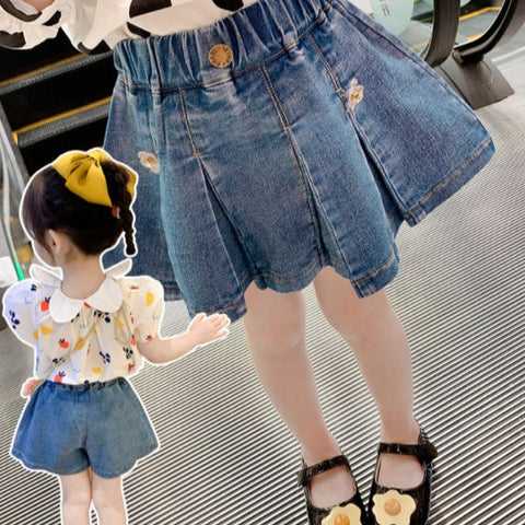 [507429] - Bawahan Rok Pendek Anak Perempuan - Motif Jeans Flower