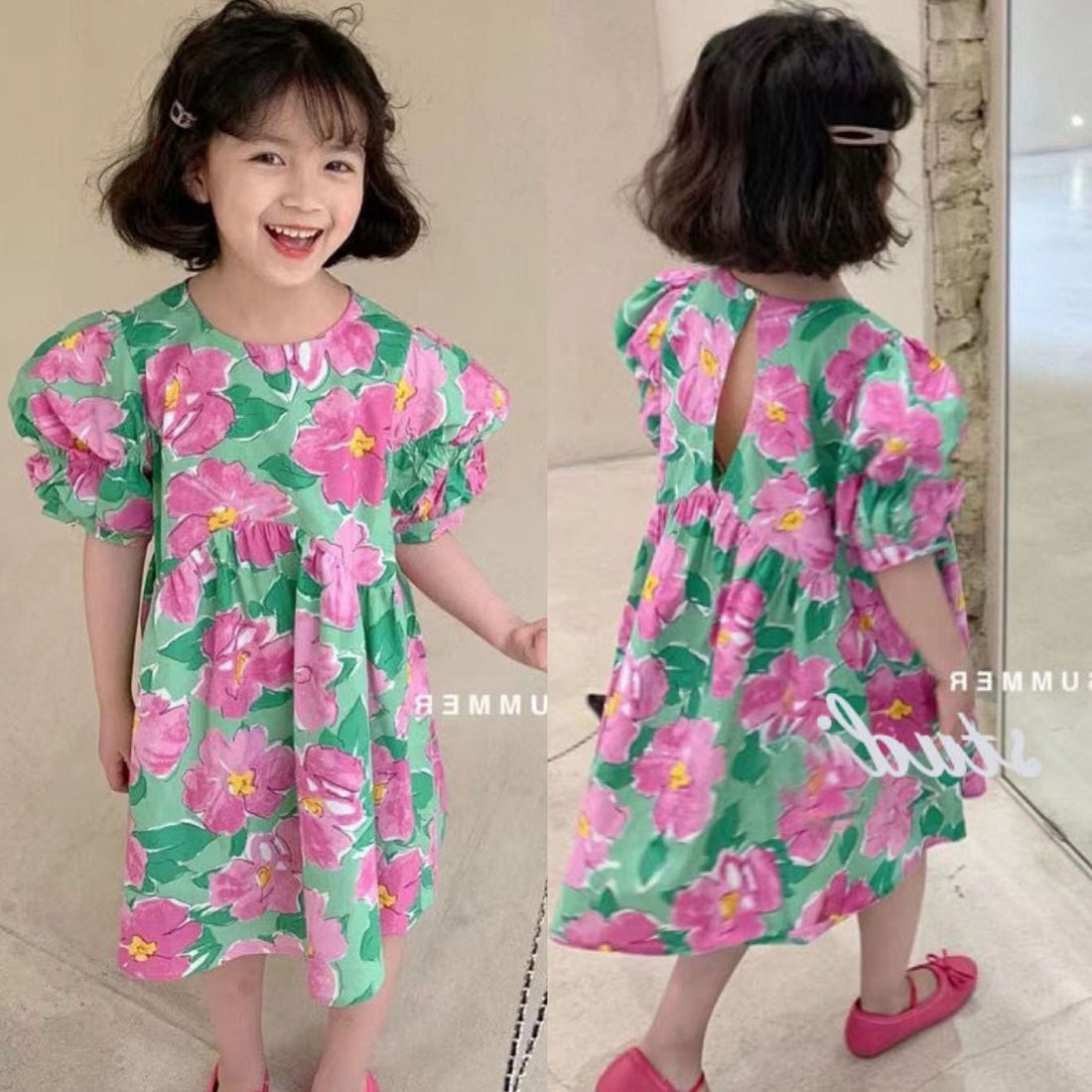 [507601] - Dress Fashion Anak Perempuan Import - Motif Nature Flora
