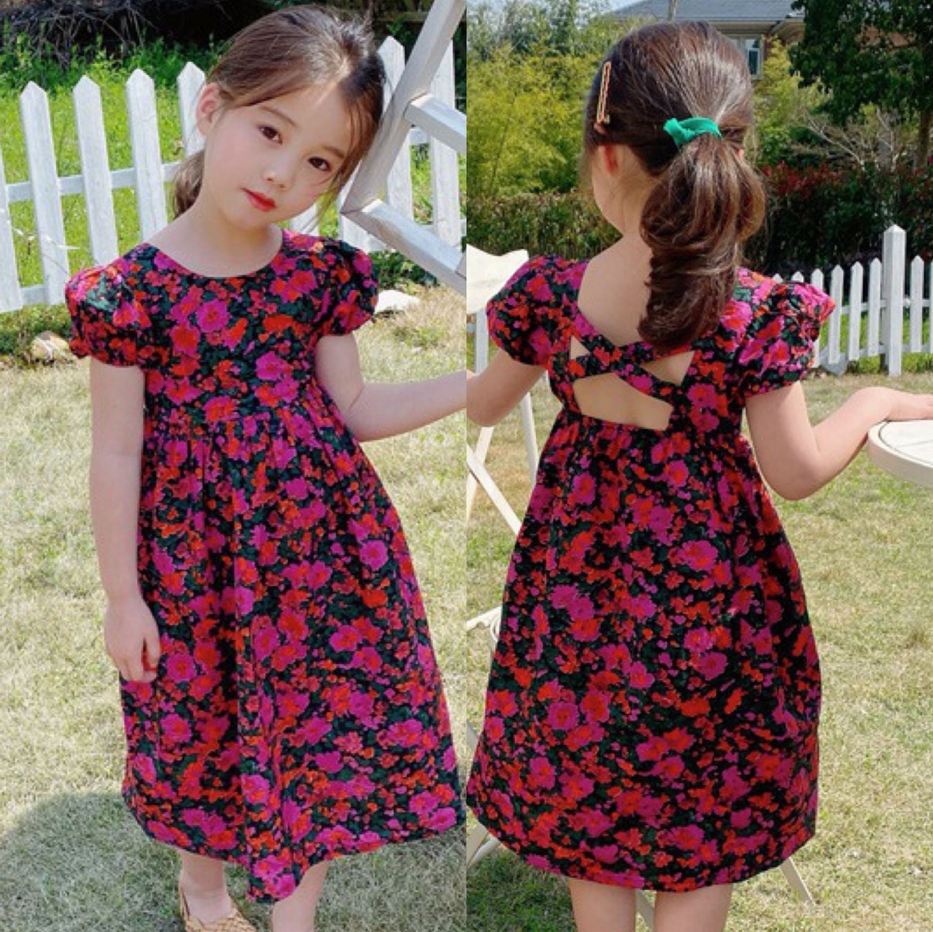 [507602] - Dress Fashion Anak Perempuan - Motif Shadow Flowers