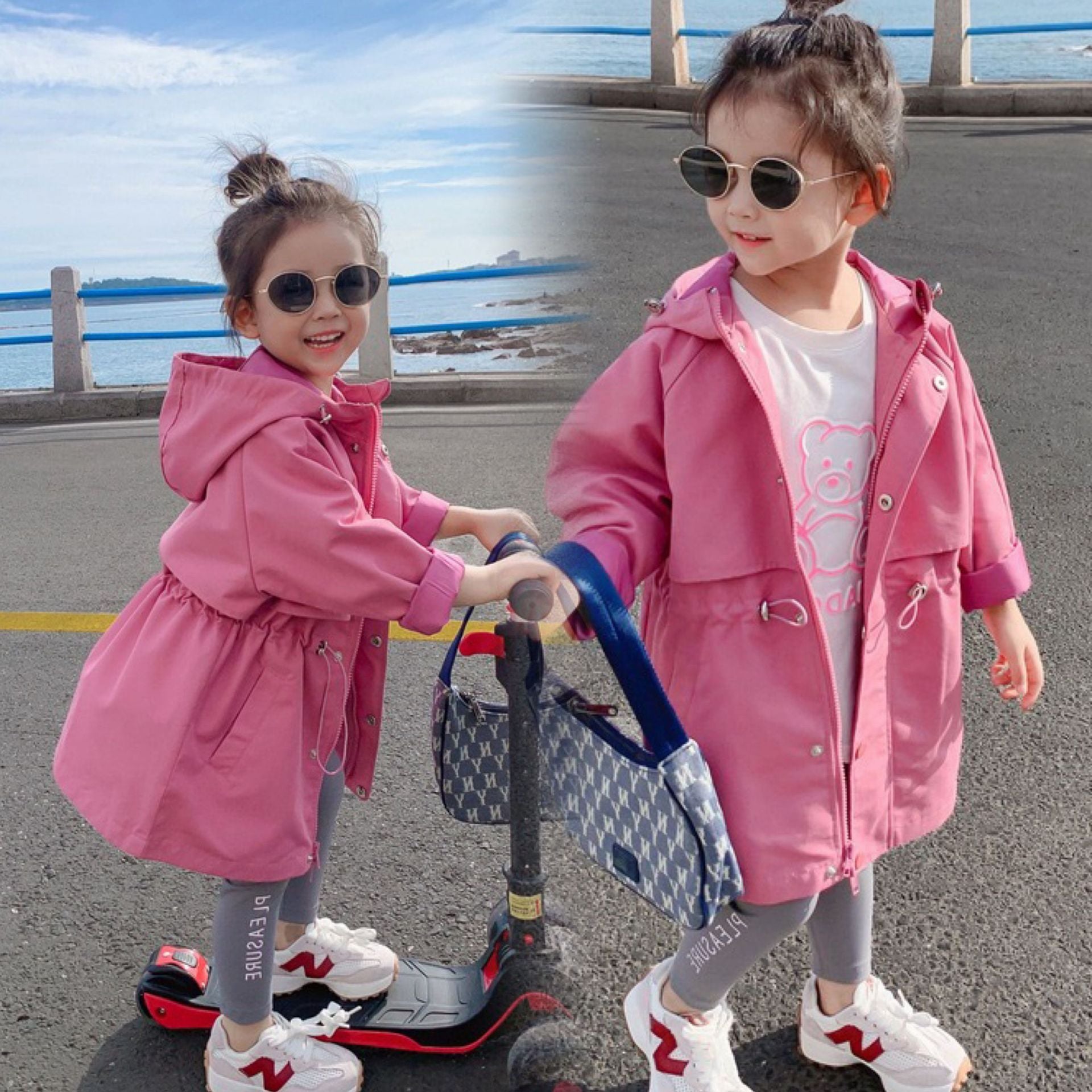 [507646] - Atasan Jaket Hoodie Blazer Anak Perempuan - Motif Plain Raincoat