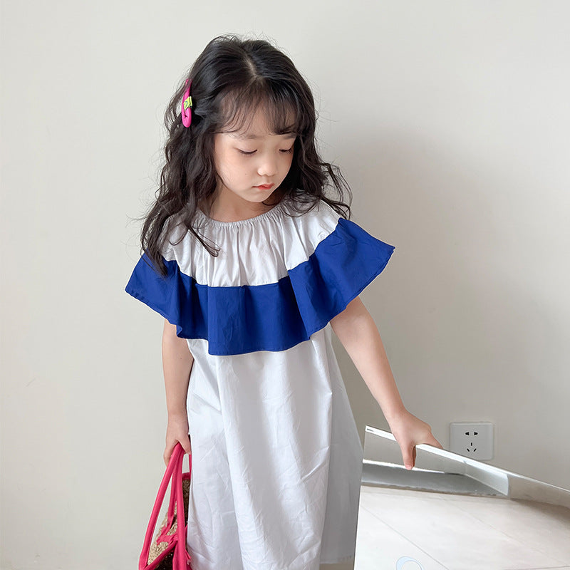 [507655] - Dress Lengan Kutung Import Anak Perempuan - Motif Horizon Color